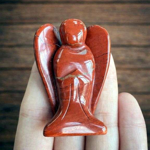 Hand-Carved Red Jasper Crystal Angel