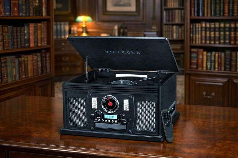 Classic Real Wood Turntable Media Player