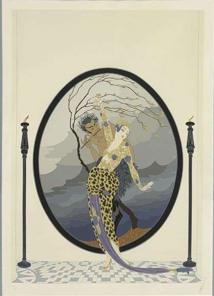 Erte "Woman and Satyr" Signed Limited Edition Serigraph Framed