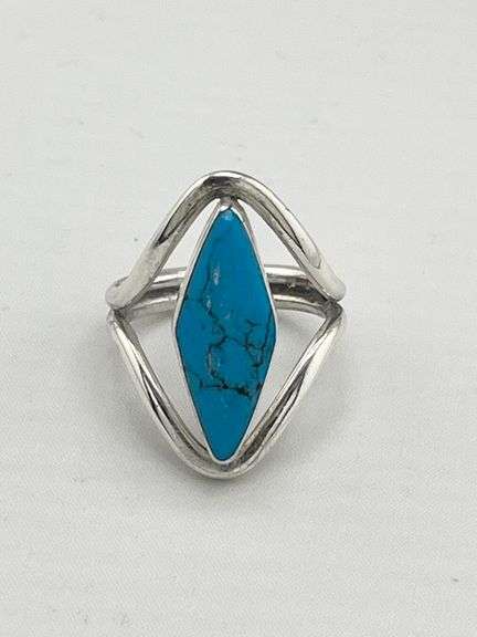 925 Sterling Silver Vintage Southwestern Turquoise Ring