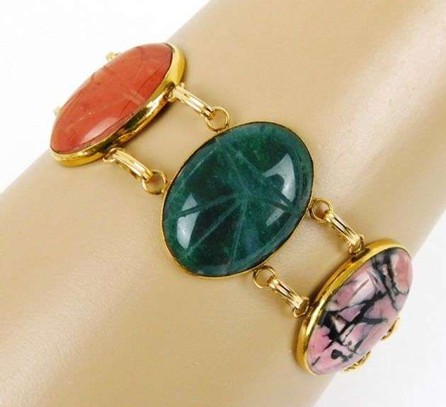 Large Vintage Scarab Gemstone Bracelet