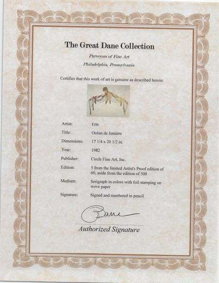 Erte "Océan de lumière" Signed Limited Edition Serigraph with Foil Stamping