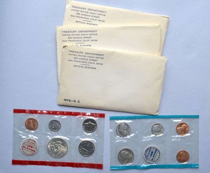 Three 1970 US Mint Sets