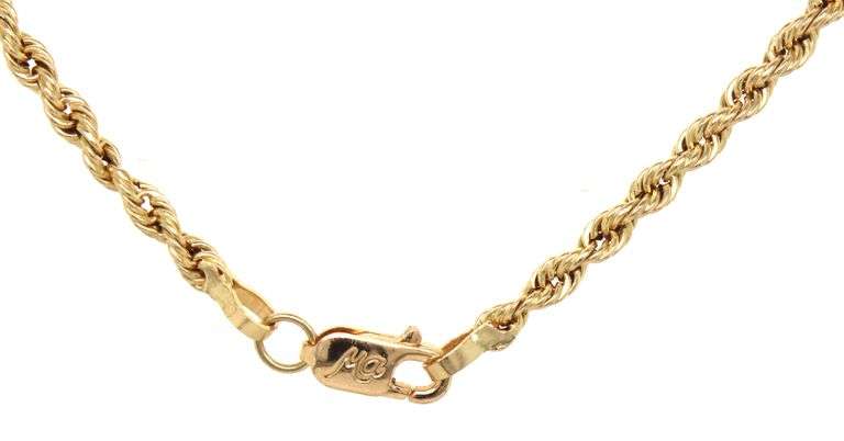 Fashionable 14K YG Hollow Rope Necklace