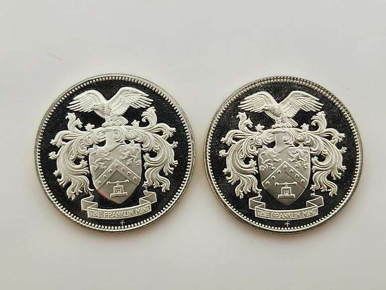 1973 & 1974 Sterling Silver Franklin Mint Member Coins