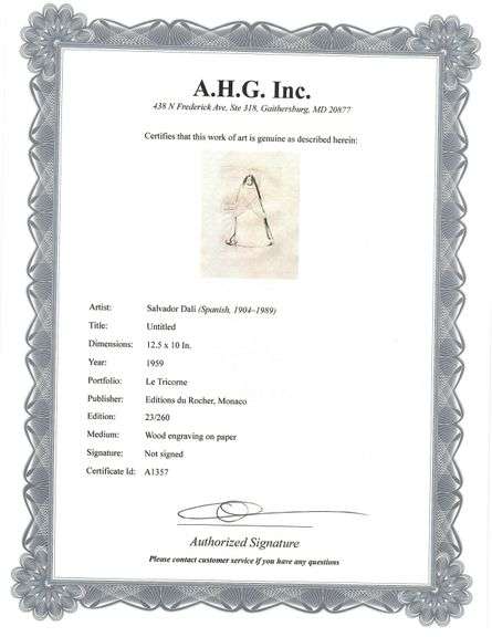 Highly Collectible and Rare Salvador Dali Wood Engraving from Le Tricorne