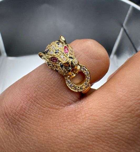 18K Yellow Gold Designer Panther Ring