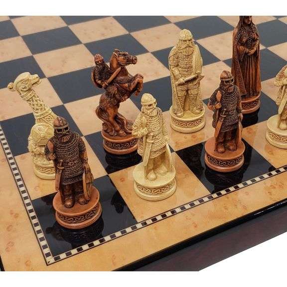Antique-Style Norse Viking Chess Set