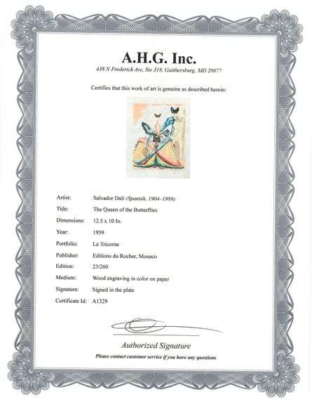 Highly Collectible and Rare Salvador Dali Wood Engraving from Le Tricorne Salvador Dali The Queen of