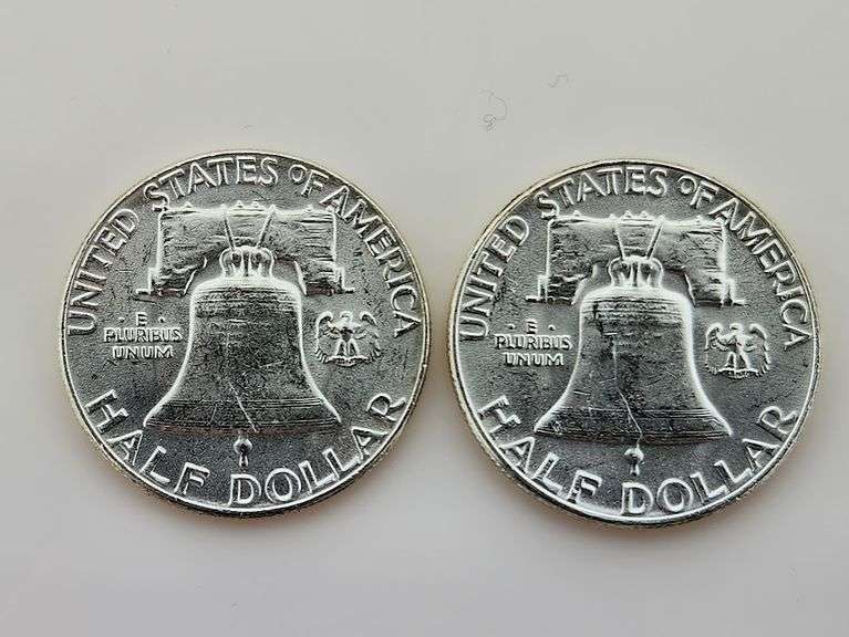(2) 1955 Franklin Half Dollars, 90% Silver