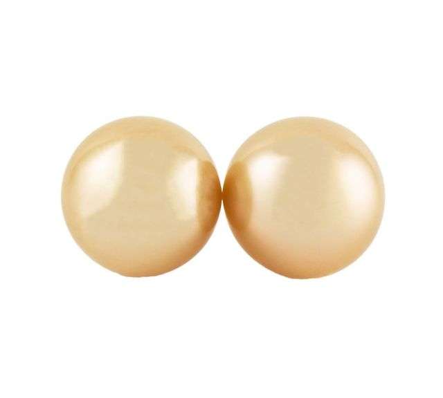 11.0MM Golden South Sea Pearl Stud Earrings in 14K
