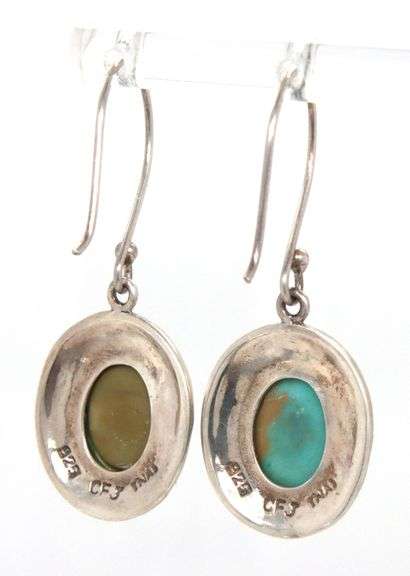 925 Sterling Silver CFJ Thai Turquoiser Damgle Earrings