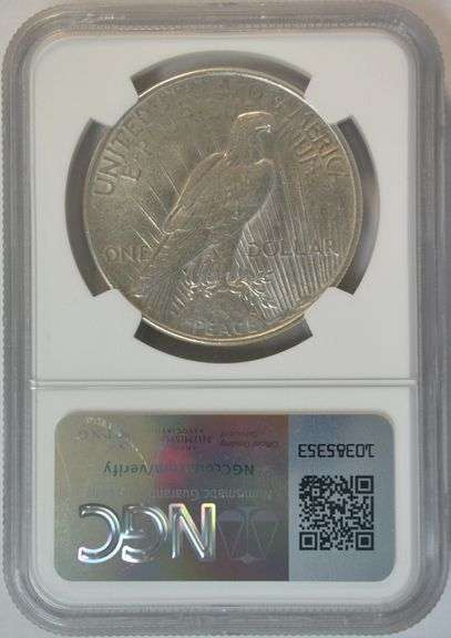Lustrous Near Mint 1934 Peace Silver Dollar. NGC AU58