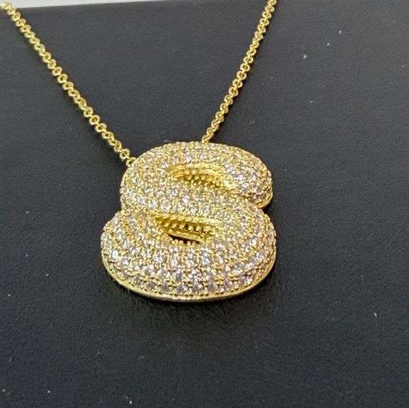 Sterling Silver 'S' Pendant with dancing Moissanite