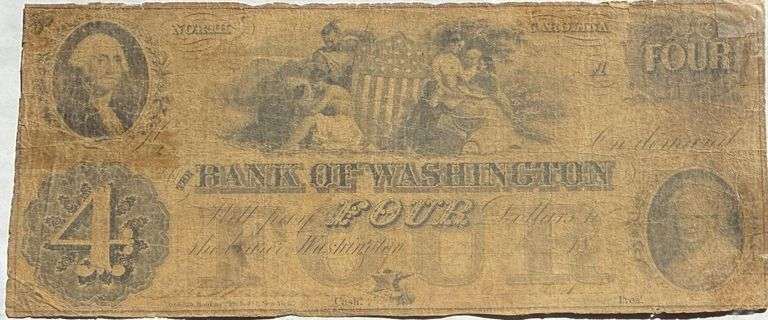 $4 Bank of Washington North Carolia Obsolete