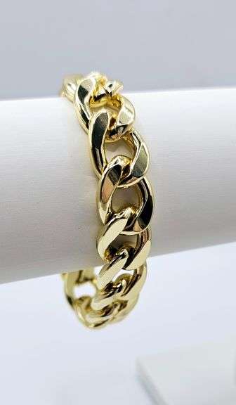 Huge 64.9 Gram 14 Kt Yellow Gold Plate Curb Link Bracelet