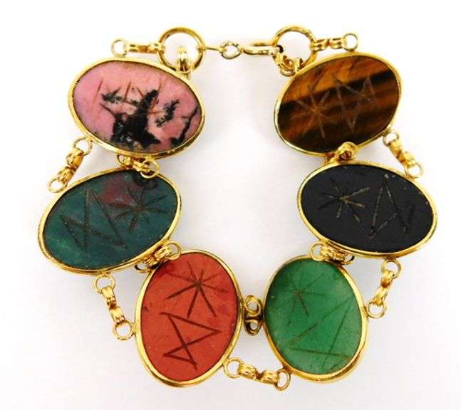 Large Vintage Scarab Gemstone Bracelet