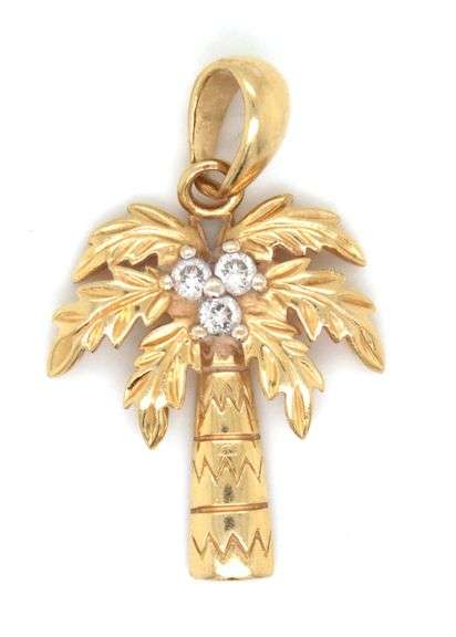 14kt Yellow gold Palm tree pendant