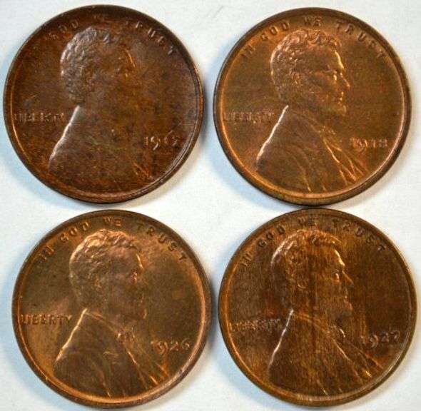 4 Diff. Choice R&B Uncirculated 'P' Mint Lincoln Cents