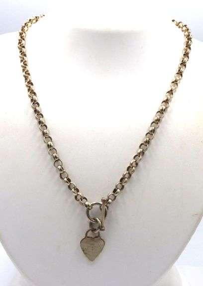 Vintage 925 sterling silver Rolo chain necklace with heart shaped charm pendant