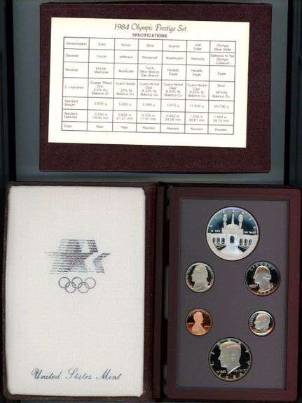 2 Different Prestige Proof Sets in Box w/CoA: 1984 & 1987