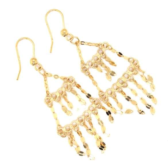 14kt Yellow gold Mirror finish dangle earrings