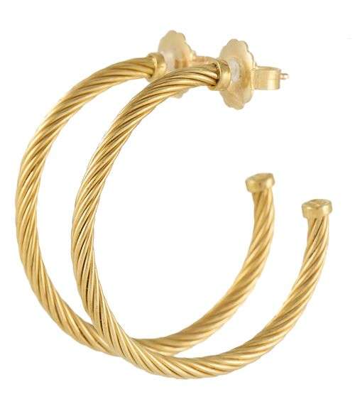 David Yurman Medium Cablespira Hoop Earrings in 18K