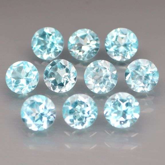 Full set! 10 piece set of Swiss blue Topaz weighing 10.36 carats!