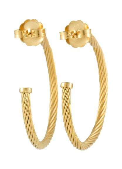 David Yurman Medium Cablespira Hoop Earrings in 18K