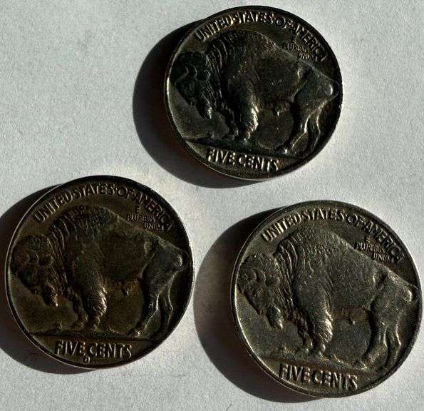 1929 1936 D and 1937 Near Unc Buffalo Nickels.
