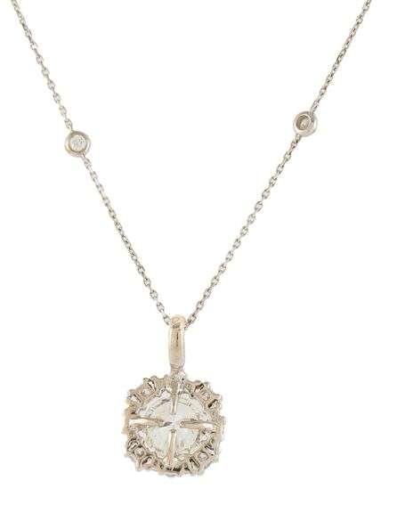 2.85ctw Round and Princess Diamond Halo Pendant Necklace in 14K
