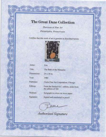 Erte "The Bath of the Marquise" Signed Limited Edition Serigraph