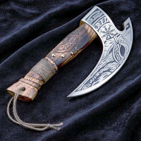 Viking-Style Axe Cutter Carbon Steel Rocking Blade