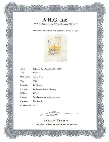 Highly Collectible and Rare Salvador Dali Wood Engraving from Le Tricorne