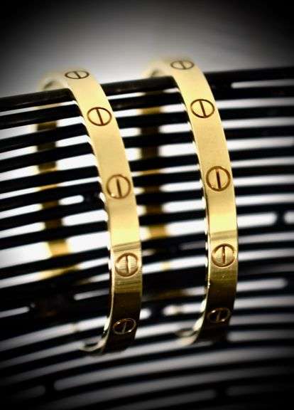 Cartier "Love" 18K Yellow Gold Large J Hoop Earrings