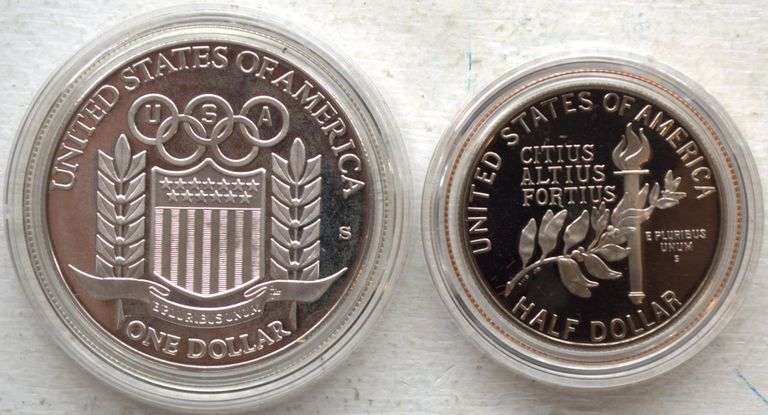 1992 U. S. Olympic two-Coins Proof Set with original box and COA