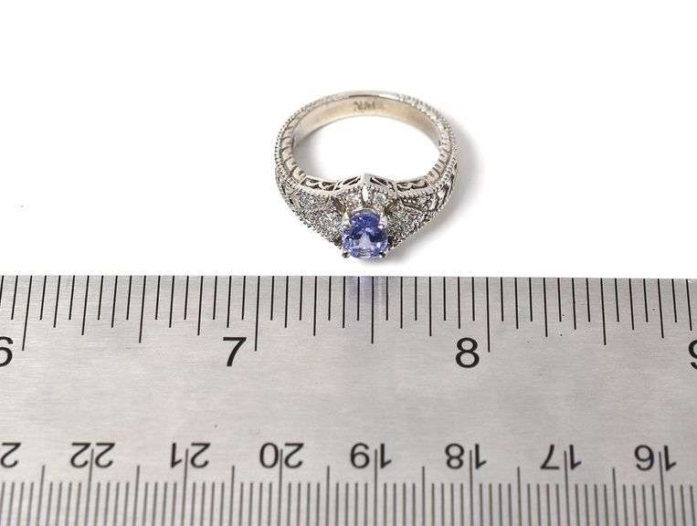 Brilliant 14K White Gold Tanzanite Gemstone and Diamond Ring