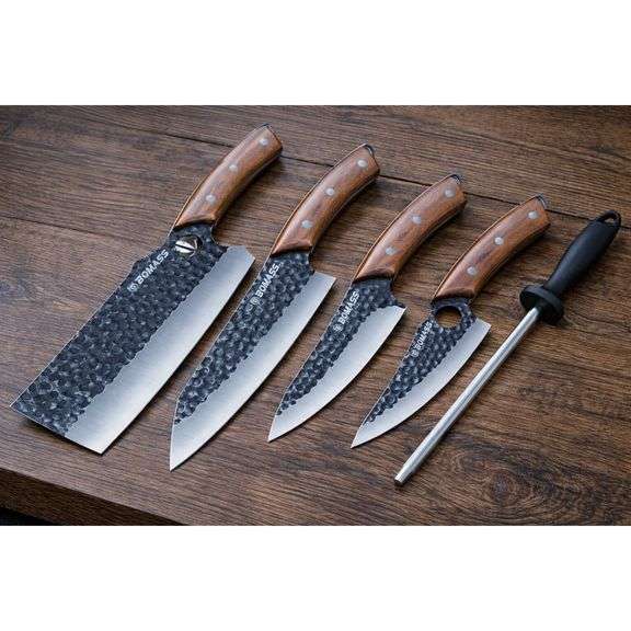 5-Piece Hand Forged Japanese Carbon Steel Chef Knife Set