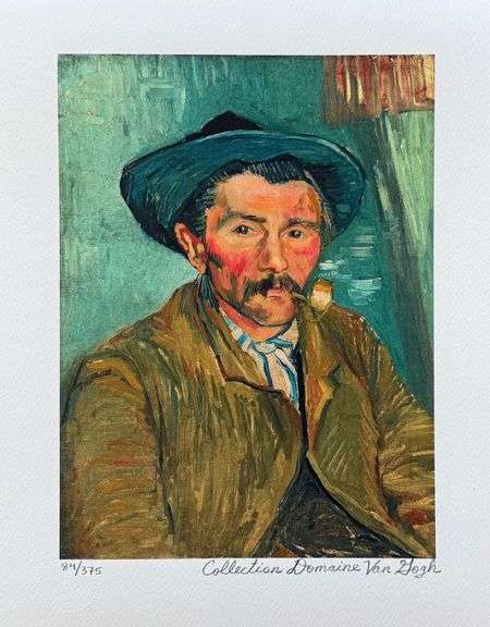 Estate Pencil Signed Vincent Van Gogh, The Smoker