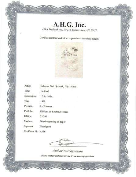 Highly Collectible and Rare Salvador Dali Wood Engraving from Le Tricorne