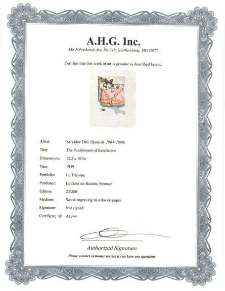 Highly Collectible and Rare Salvador Dali Wood Engraving Circa 1959