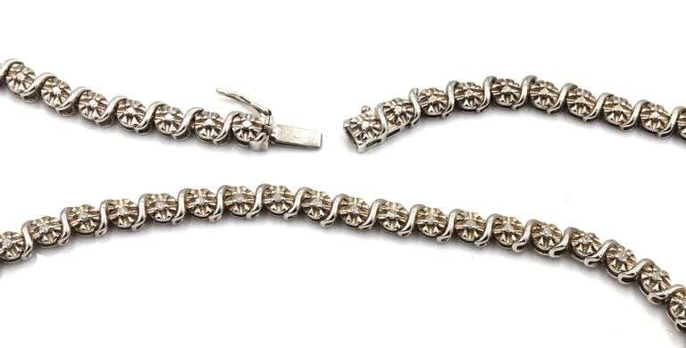 925 Sterling silver cubic zirconia link chain necklace