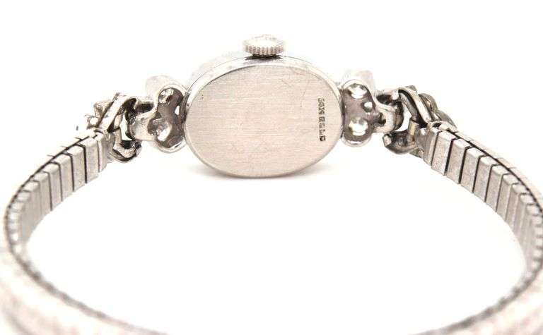 Estate Hamilton 14K WG & Diamond Ladies Watch