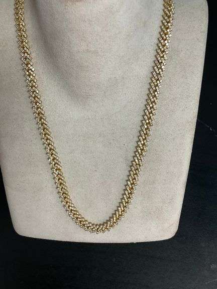 CERTIFIED 14K YELLOW GOLD CUBAN LINK CHAIN  WITH DIAMONDS