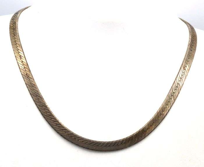 Italian Vintage 925 sterling silver Herringbone chain necklace