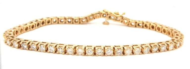 14kt Yellow gold 4ctw diamond tennis bracelet