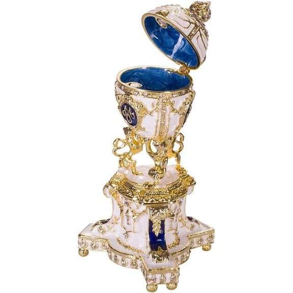Fabergé Style Royal Danish Jubilee Egg Trinket Box