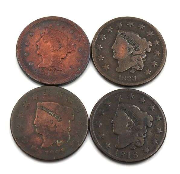 1818 1826 1833 & 1852 Large Cent