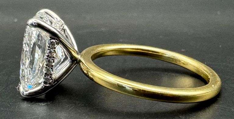 18K Two-Tone Cushion Cut Lab Diamond Ring of 4.13ct