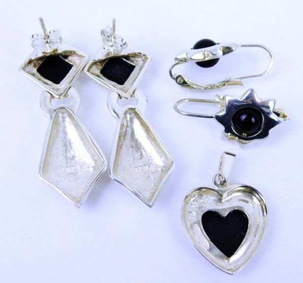 Sterling and Black Onyx Jewelry Lot